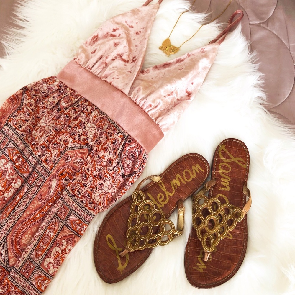 Wonderly Rose satin & velour Maxi Dress